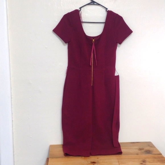 Boden Dark Pink Elsa Ottoman Ribbed Knit Body Con Sheath Dress w Belt - Picture 3 of 14